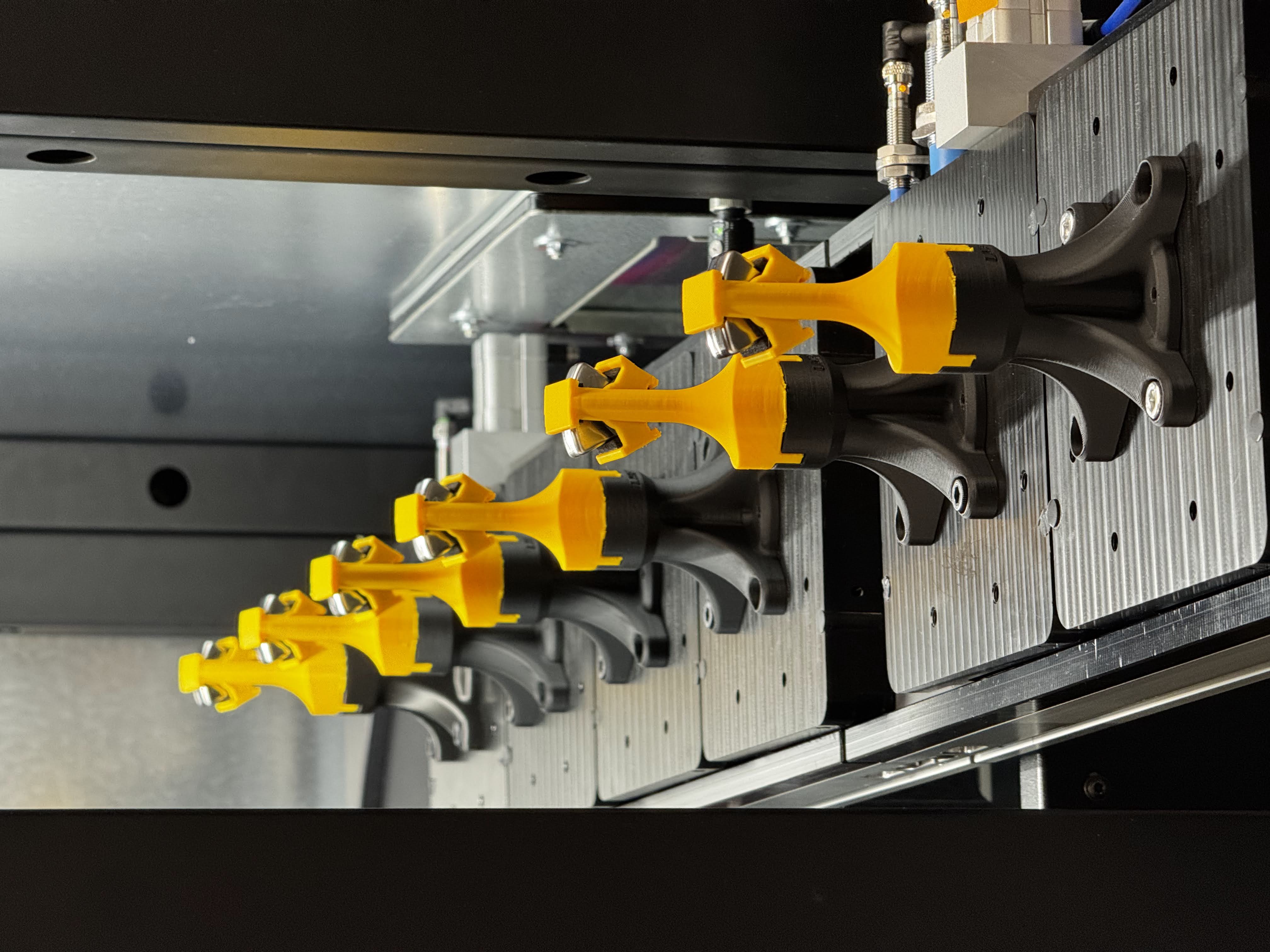 Parts fixtured for CT scanning